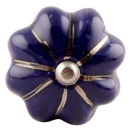 Navy Blue With Silver Line Medium Ceramic Wine Stopper